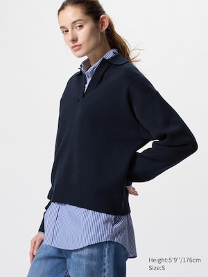 Smooth Cotton Relaxed Polo Sweater