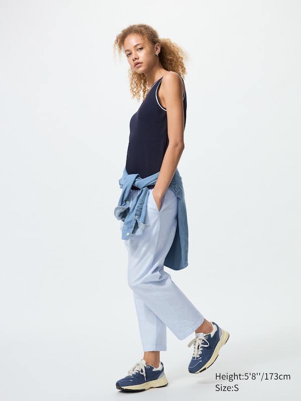 Cotton Relaxed Ankle Pants | Striped