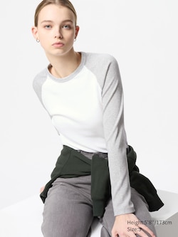 Soft Ribbed Raglan T-Shirt | Long Sleeve