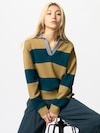 Smooth Cotton Relaxed Polo Sweater | Striped