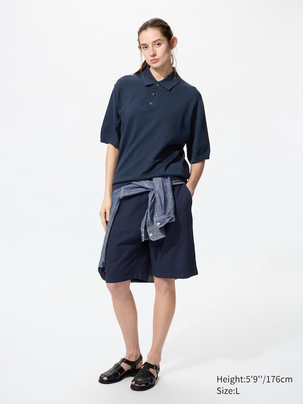 Washable Knitted Polo Sweater | Short Sleeve