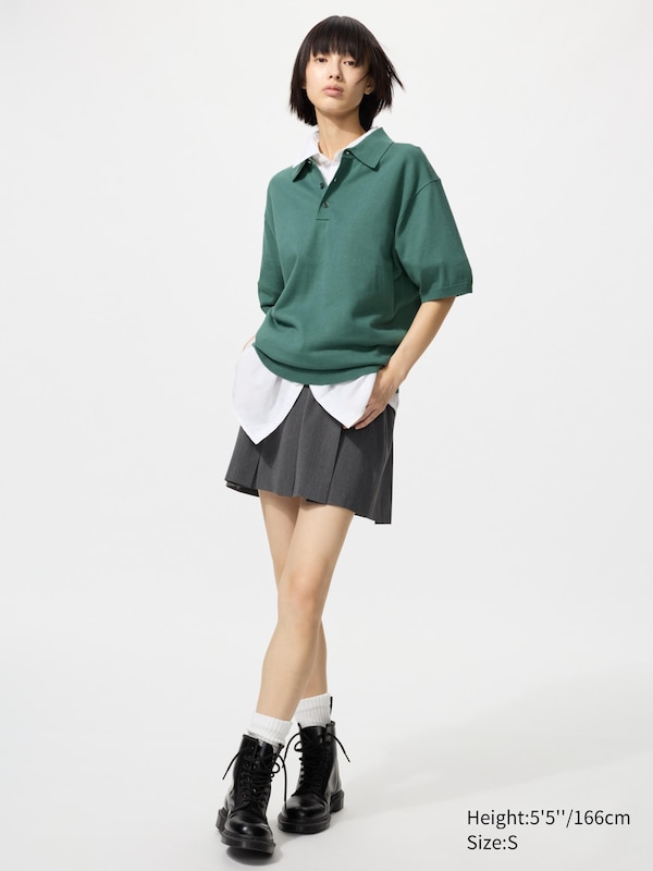 Washable Knitted Polo Sweater | Short Sleeve