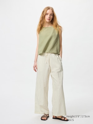 Linen Blend Easy Pants | Striped