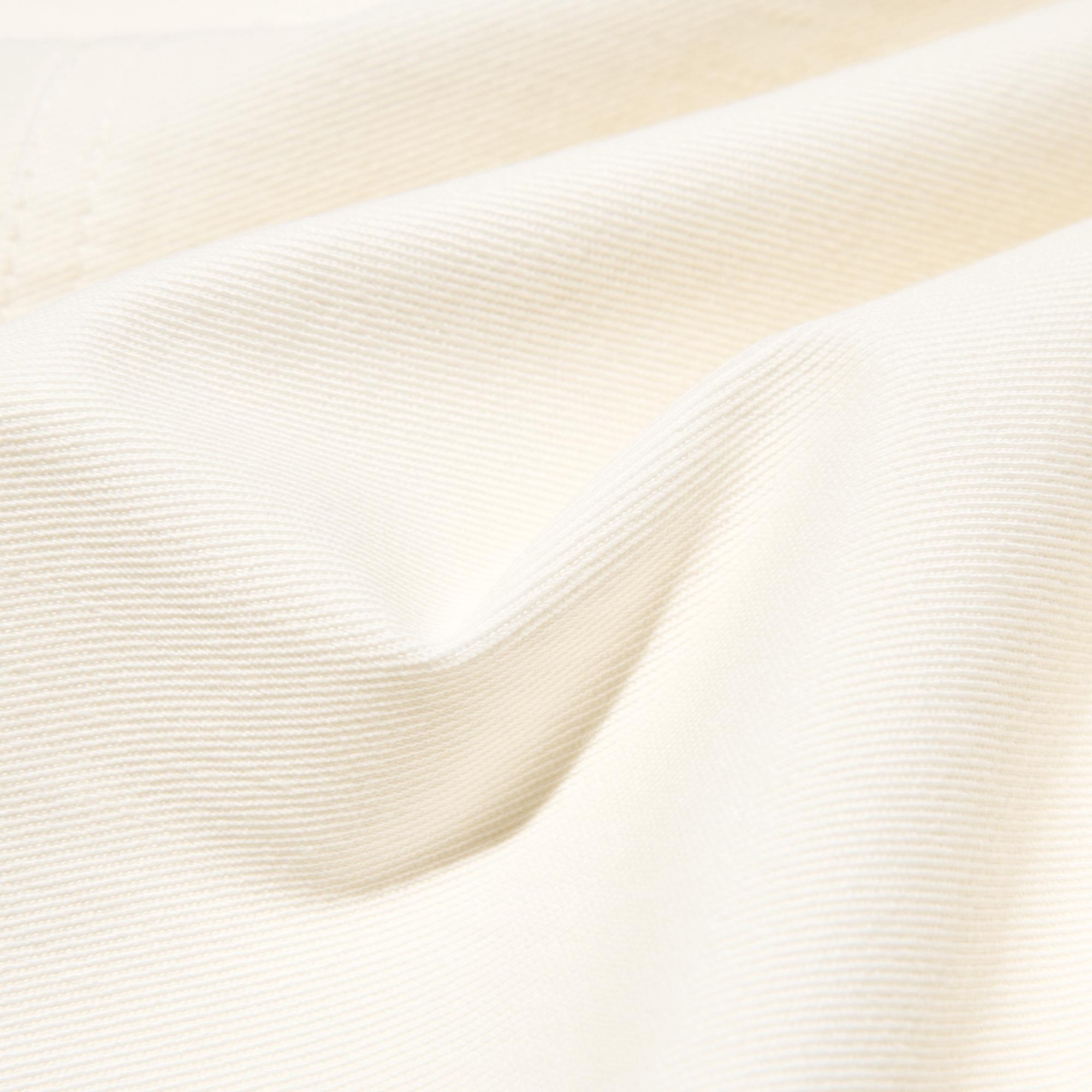 Crisp, comfortable cotton blend jersey fabric.