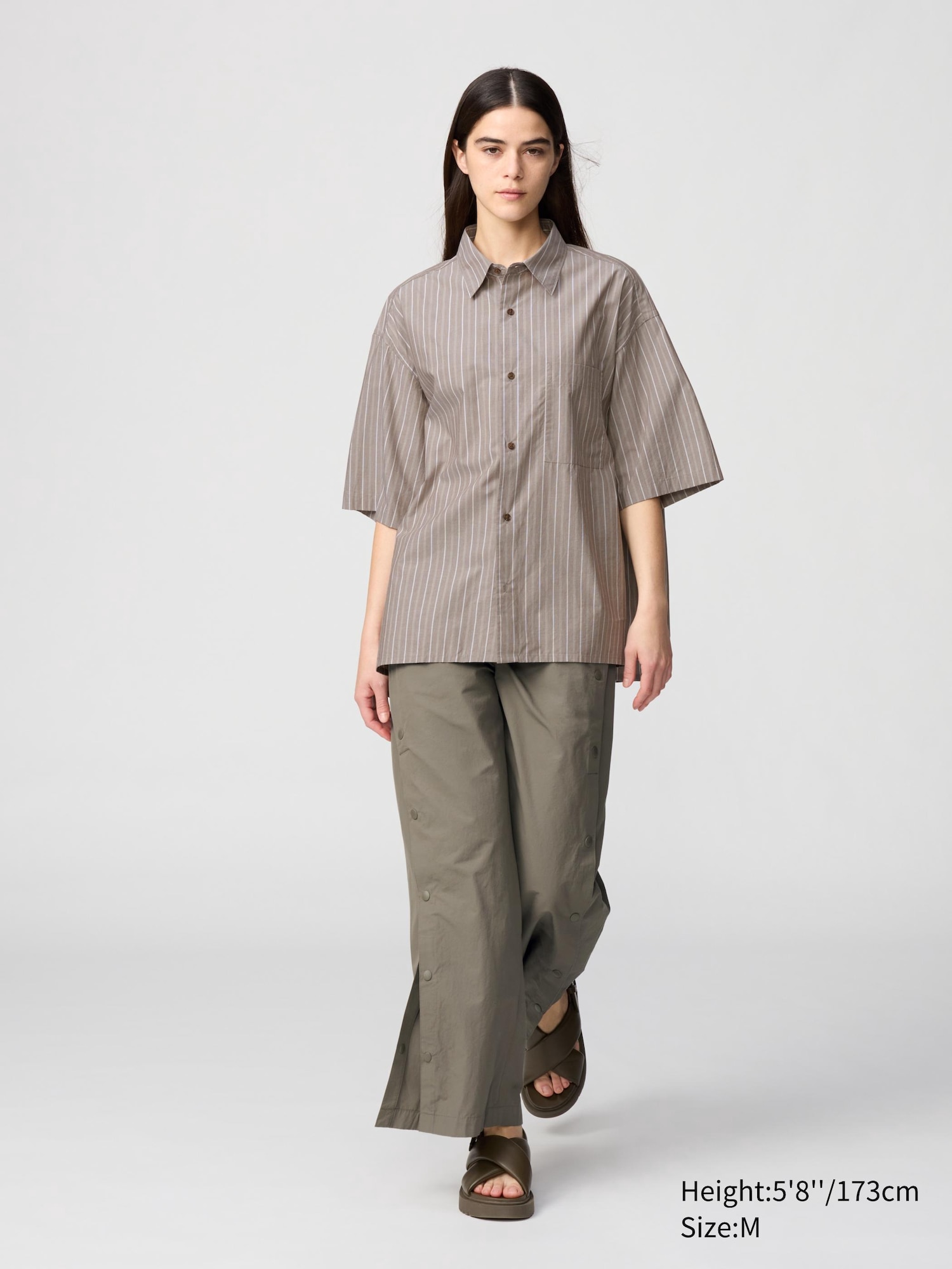 Broadcloth Oversized Short Shirt | Striped | UNIQLO US