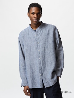 Premium Linen Shirt | Stand Collar | Striped