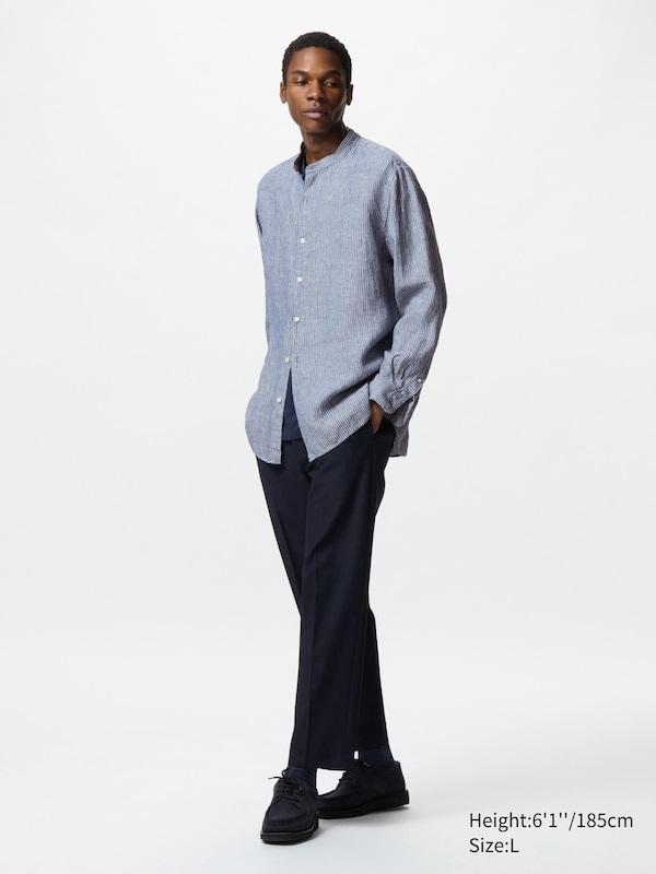 Premium Linen Shirt | Stand Collar | Striped