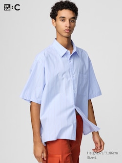 Broadcloth Oversized Shirt | Striped | Short Sleeve