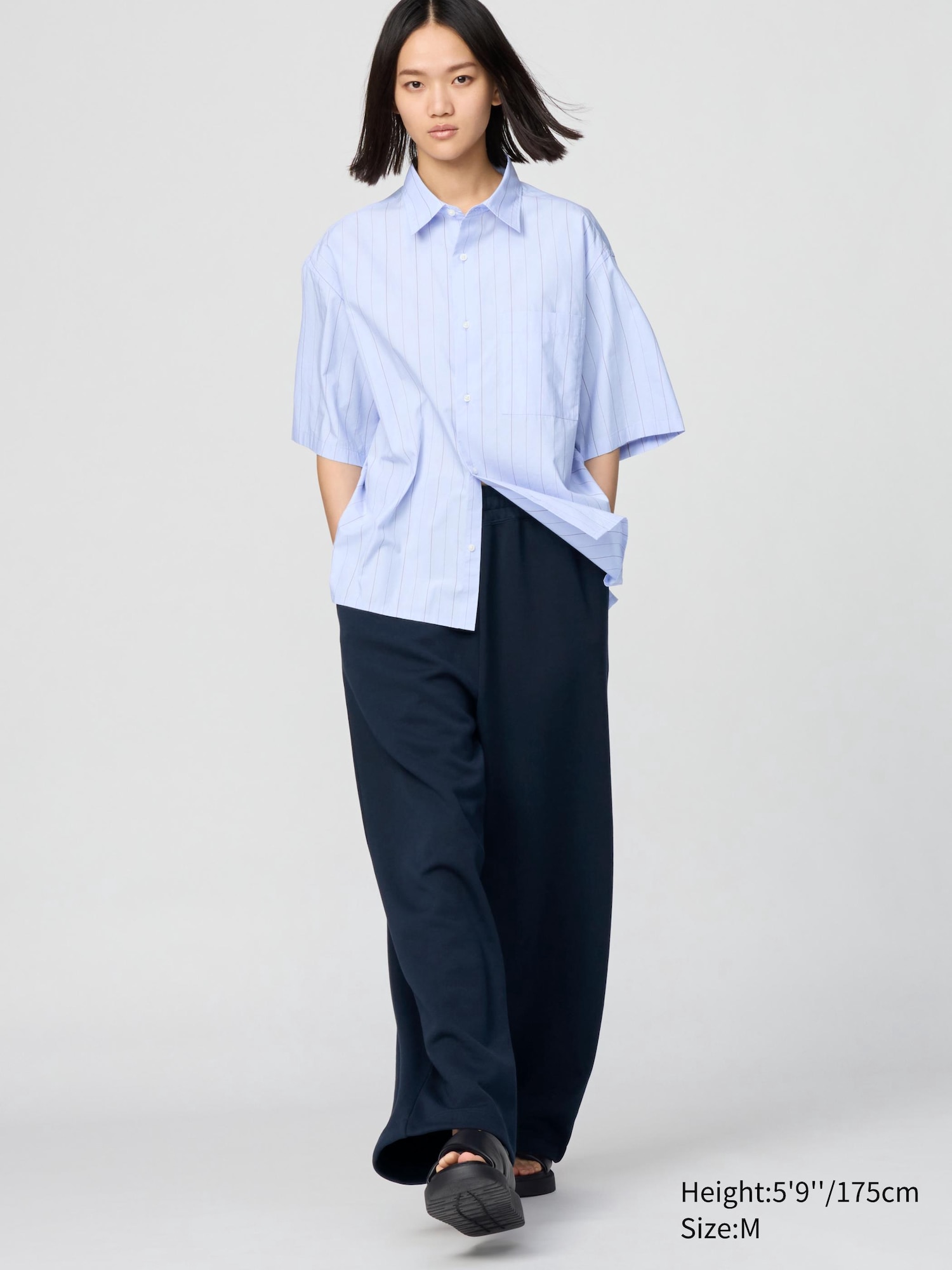 Broadcloth Oversized Shirt | Striped | Short Sleeve | UNIQLO US