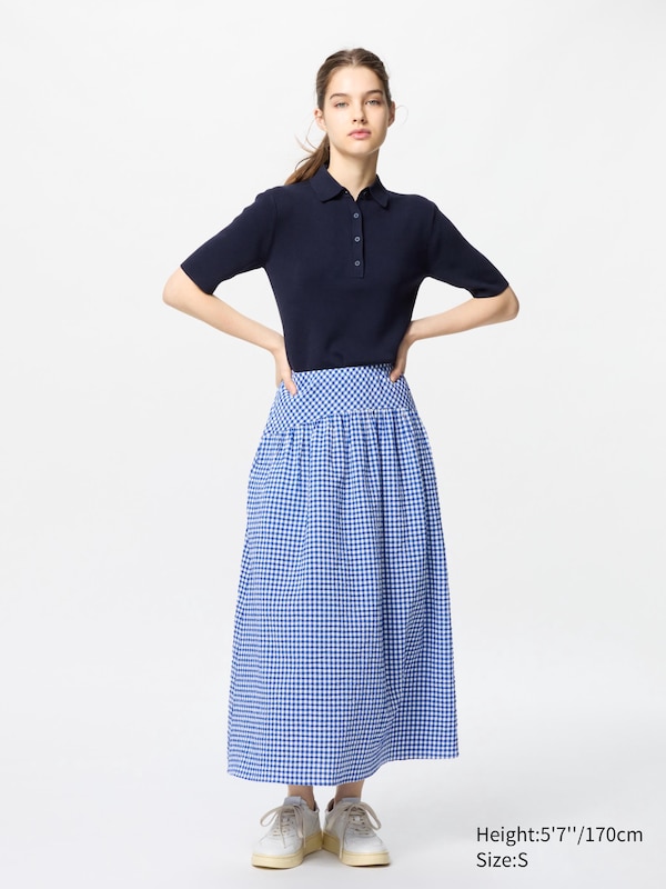 Seersucker Volume Skirt | Gingham