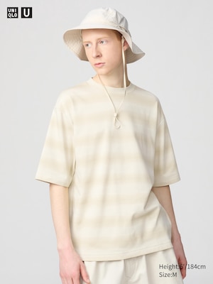 AIRism Cotton Oversized T-Shirt | Half Sleeve | Striped
