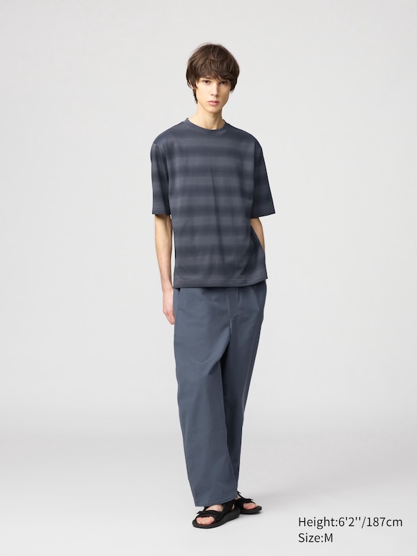 AIRism Cotton Oversized T-Shirt | Half Sleeve | Striped