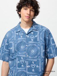 Disney in Blue Cotton Linen Shirt