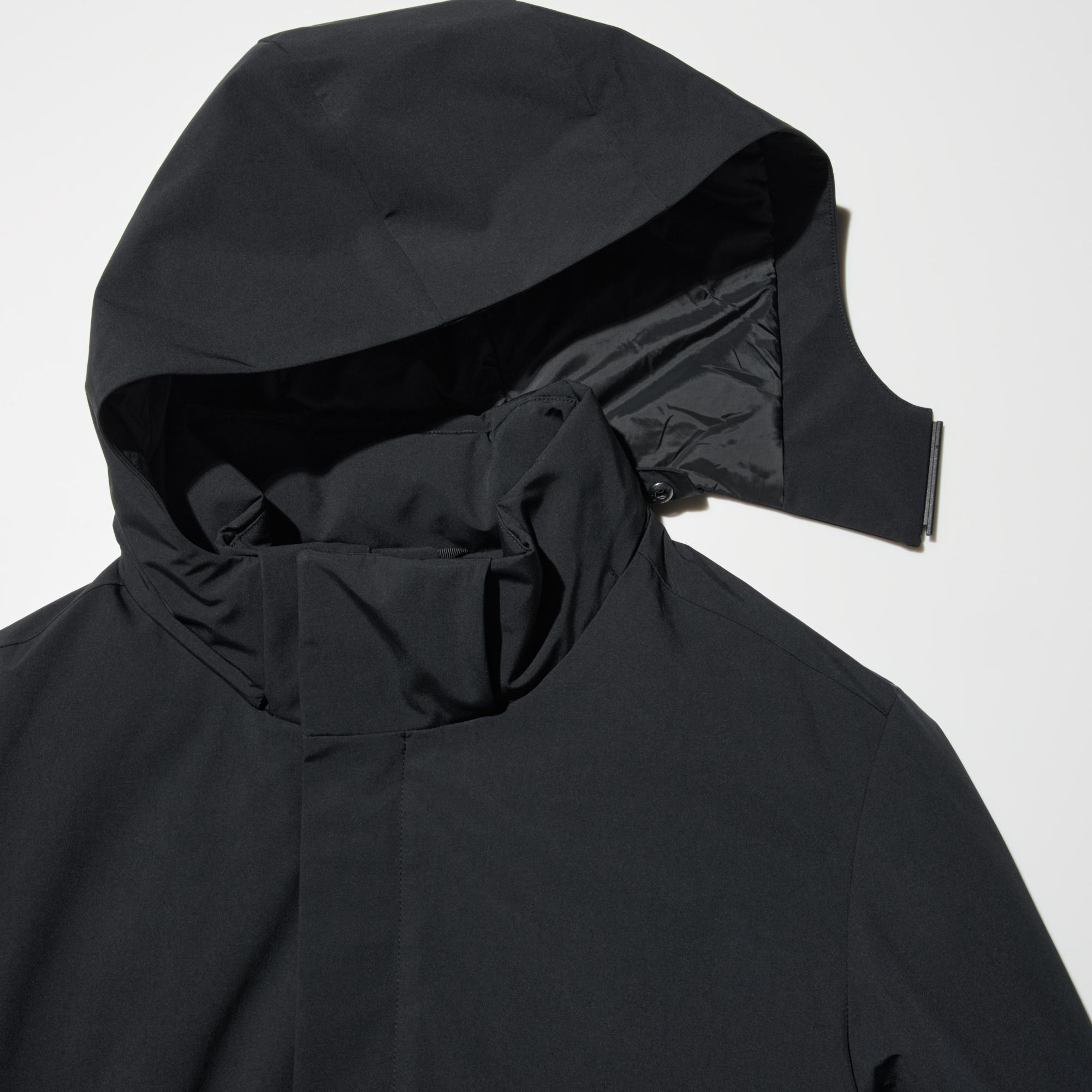 The hood easily removes and also styles as a stand collar.