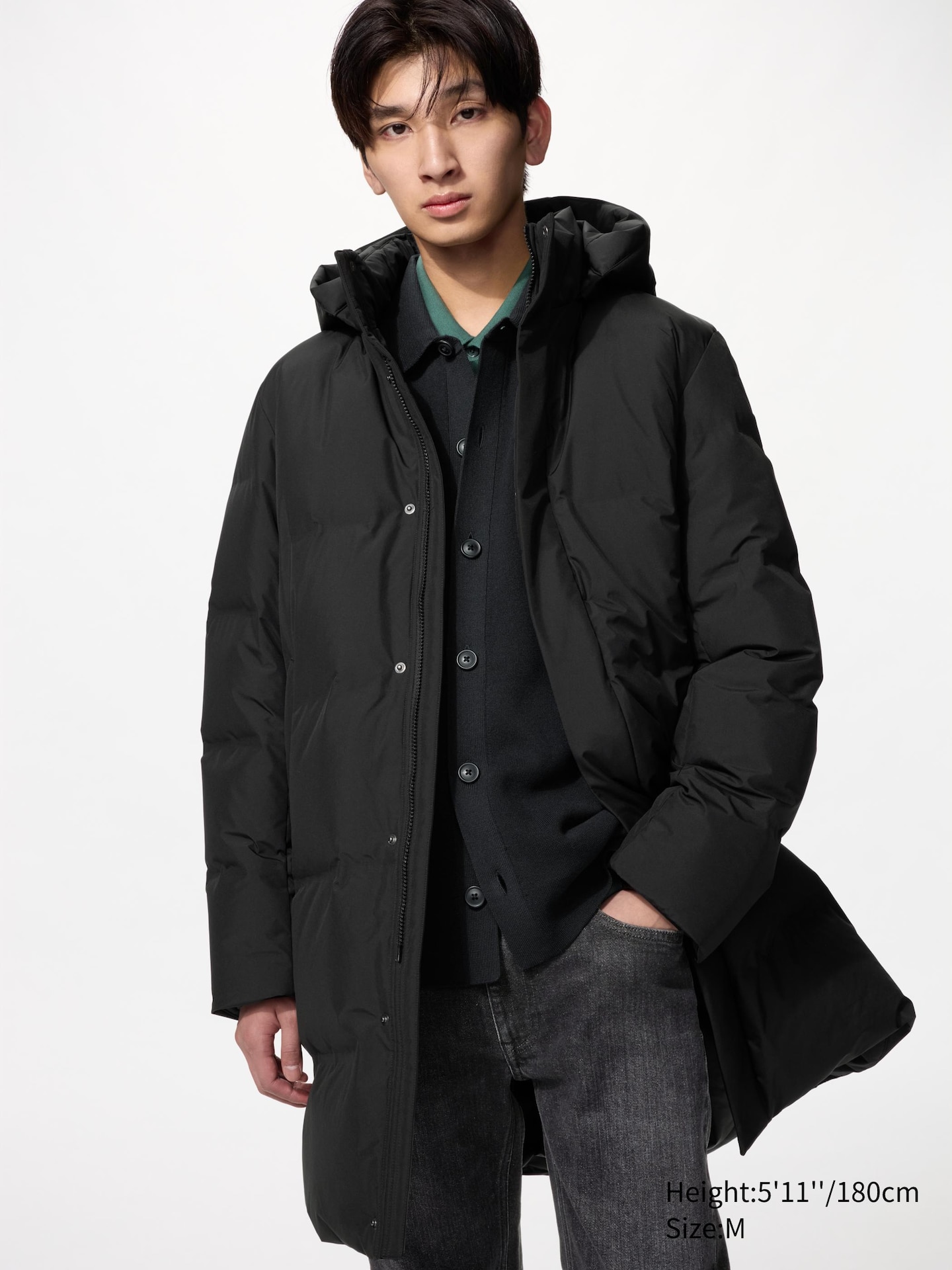 Мужское пальто Uniqlo Seamless Down Coat, цвет: Чёрный — фото 1