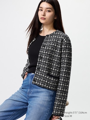 Knitted Short Jacket | Printed