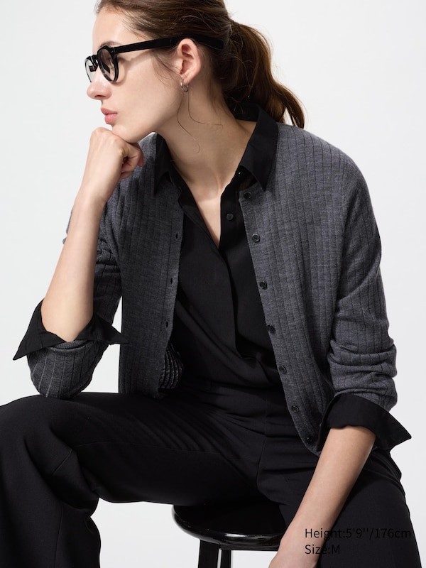 Merino Ribbed Short Cardigan