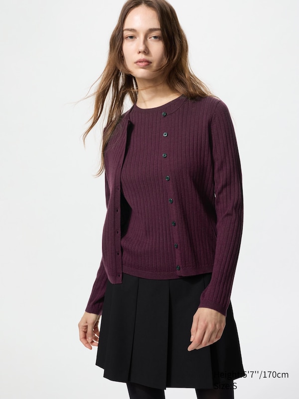 Merino Ribbed Short Cardigan