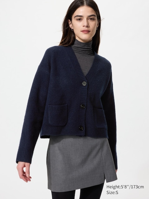 Короткий кардиган из пряжи Uniqlo Souffle navy