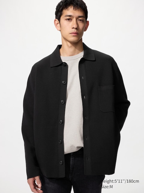 Uniqlo Milano Ribbed Shirt Collar Cardigan