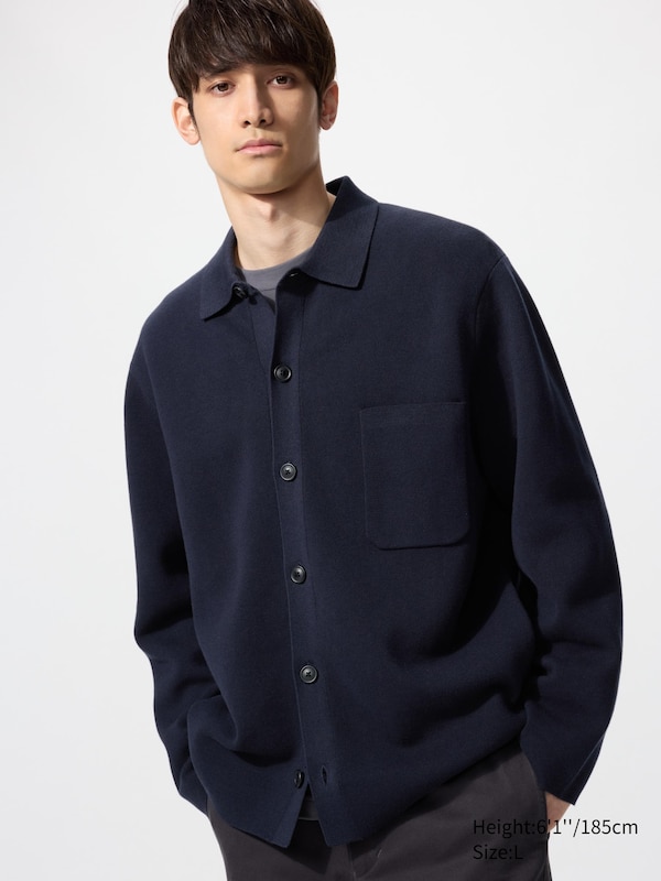 Milano Ribbed Shirt Collar Cardigan