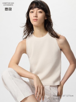 Cotton Popcorn Short Sweater | Sleeveless