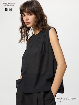 Cotton Sheer Blouse | Sleeveless