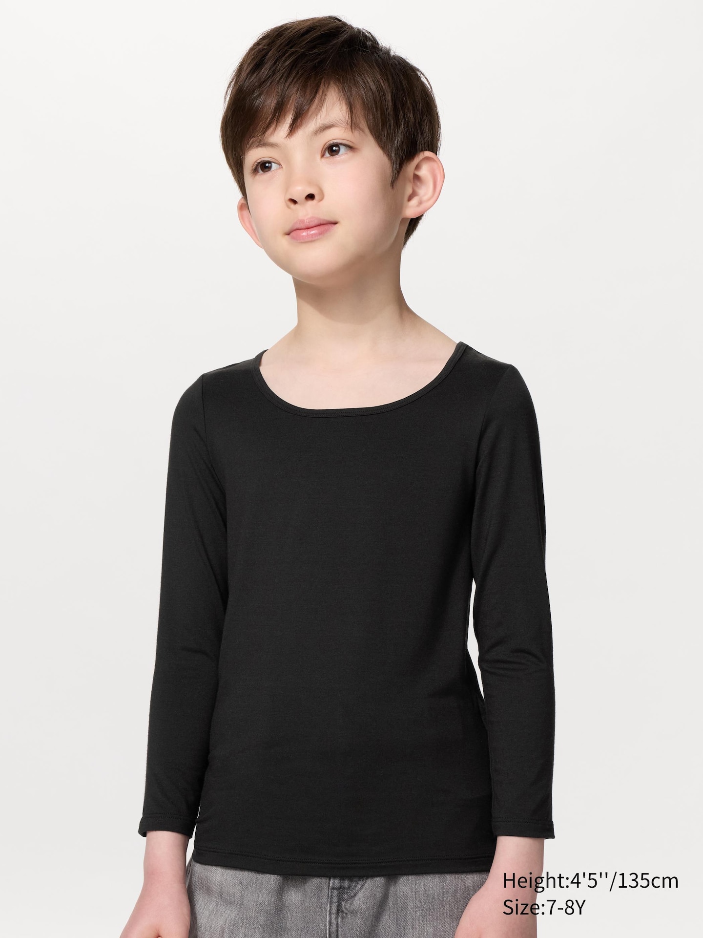 Детская футболка Uniqlo Heattech с круглым вырезом, цвет: Чёрный — фото 2