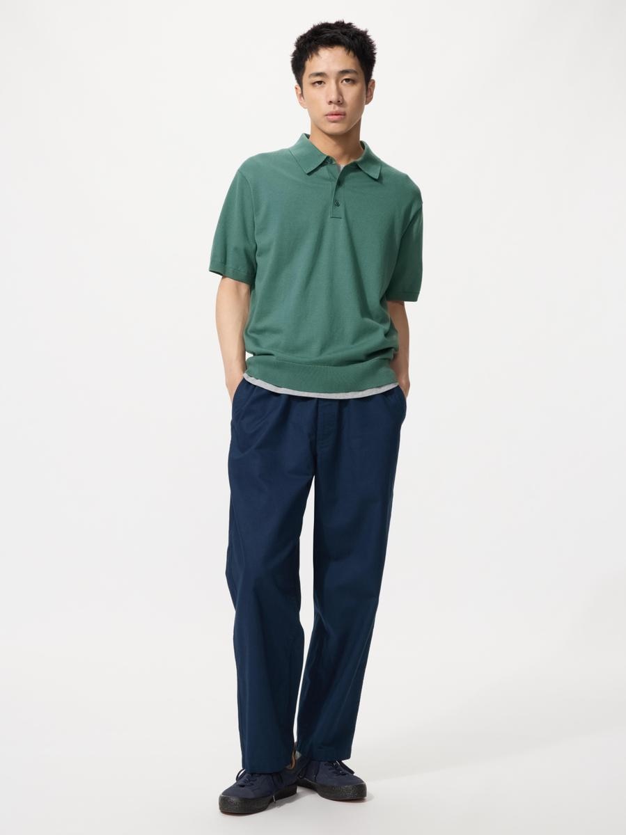 UNIQLO Men's Linen Blend Easy Ankle Pants, Navy, 3
