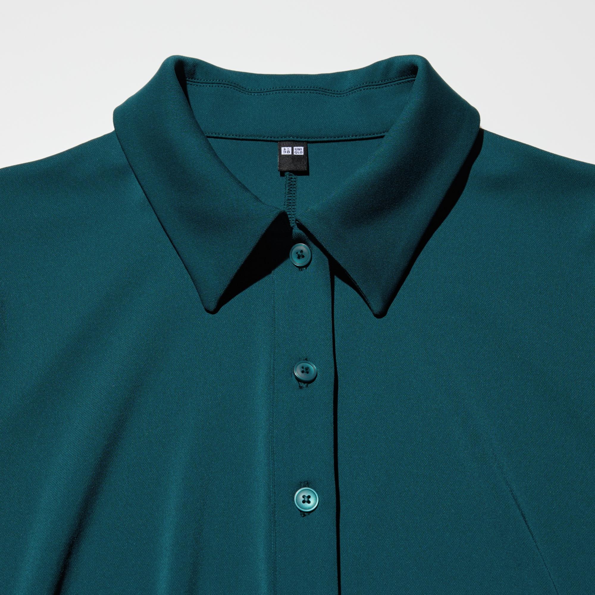 Distinctive polo-shirt style neckline adds a classic, preppy look.