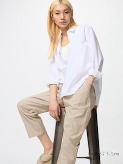 Cotton Relaxed Ankle Pants | Hickory Striped