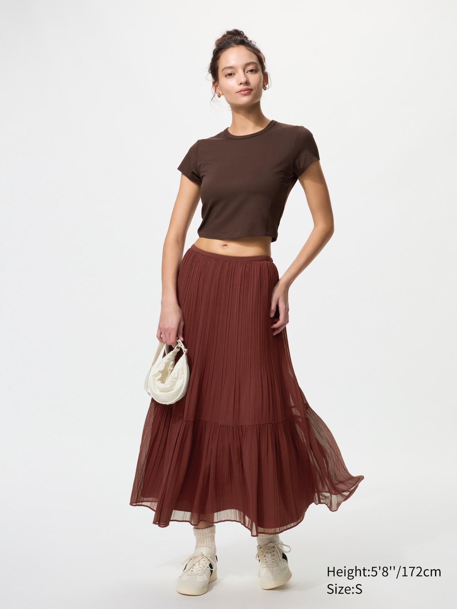 【新品未使用】PHEENY PRINT CHIFFON TIERED SKIRT FIG & FLOWER Green Chiffon Tiered Midi Skirt Elastic Waist