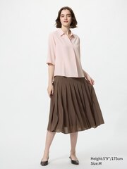 Rayon Skipper Collar Blouse | 3/4 Sleeve