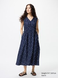 Cotton Gathered Dress | Printed