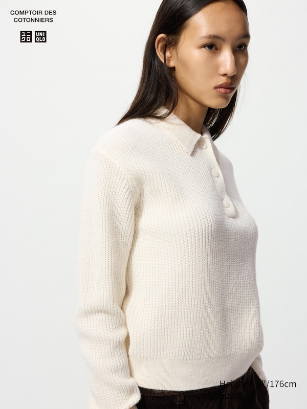 Wool Blend Polo Sweater