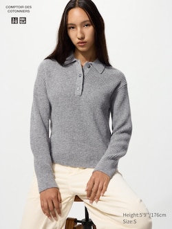 Wool Blend Polo Sweater
