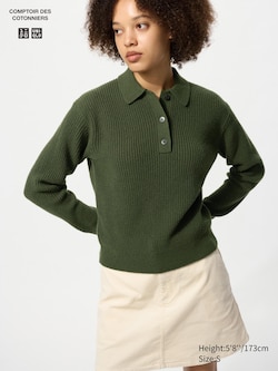 Wool Blend Polo Sweater
