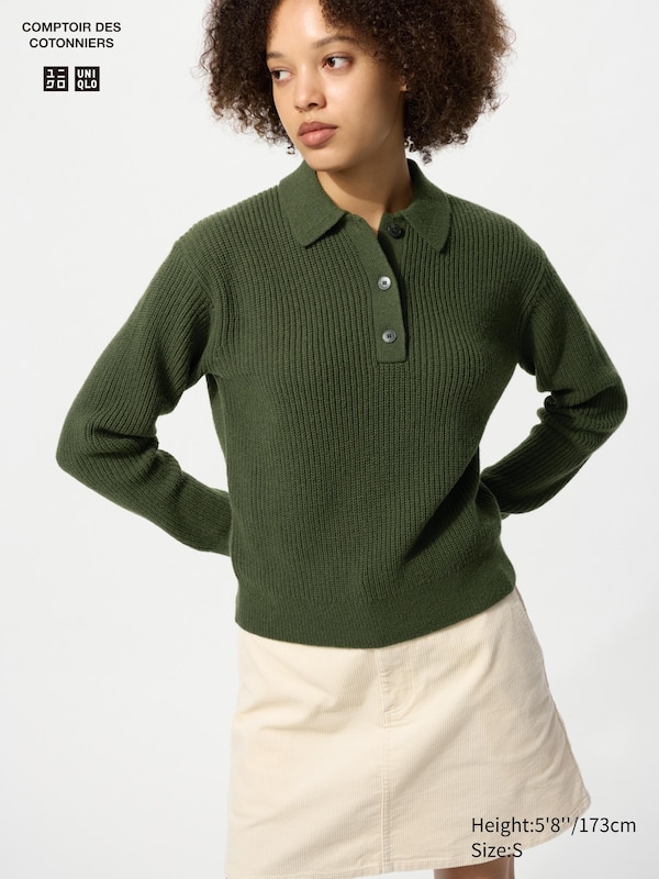 Wool Blend Polo Sweater
