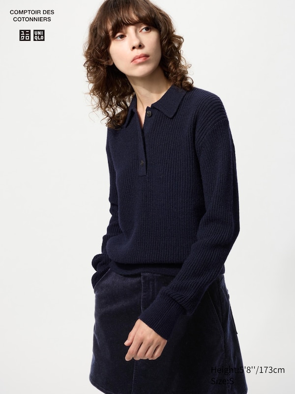 Wool Blend Polo Sweater