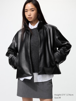 Coated Oversized Blouson | Faux Leather