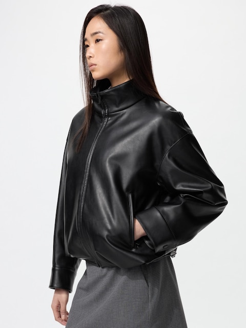 Блузон большого размера Uniqlo | Искусственная кожа BLACK