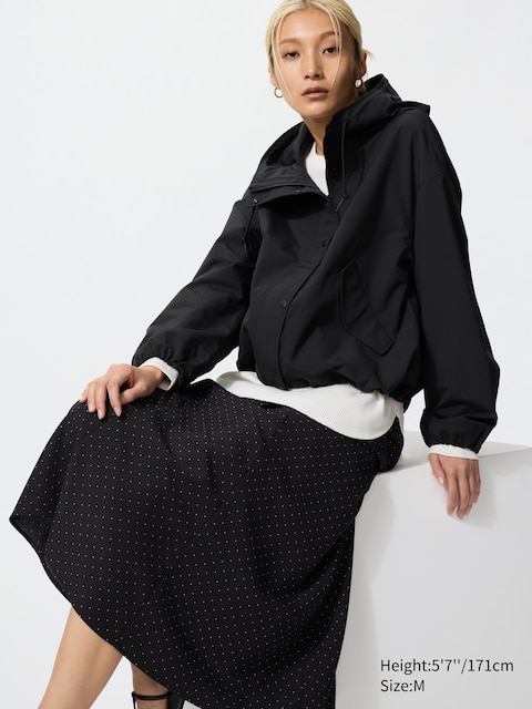 Короткая парка из хлопчатобумажной смеси Uniqlo черного цвета