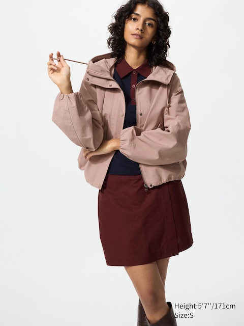 Короткая парка из хлопчатобумажной смеси Uniqlo розового цвета