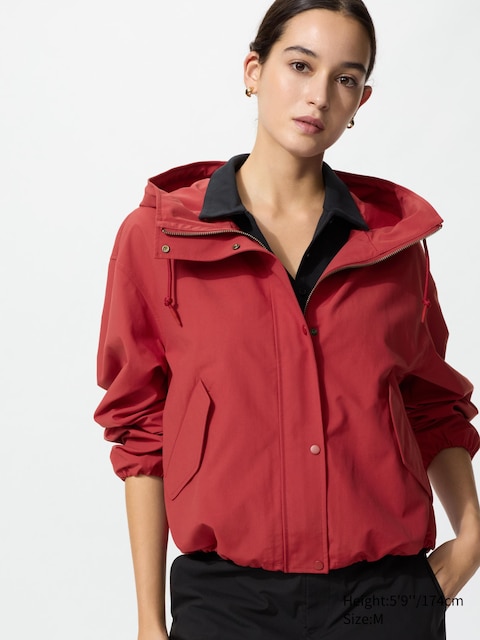Короткая парка из хлопчатобумажной смеси Uniqlo красного цвета