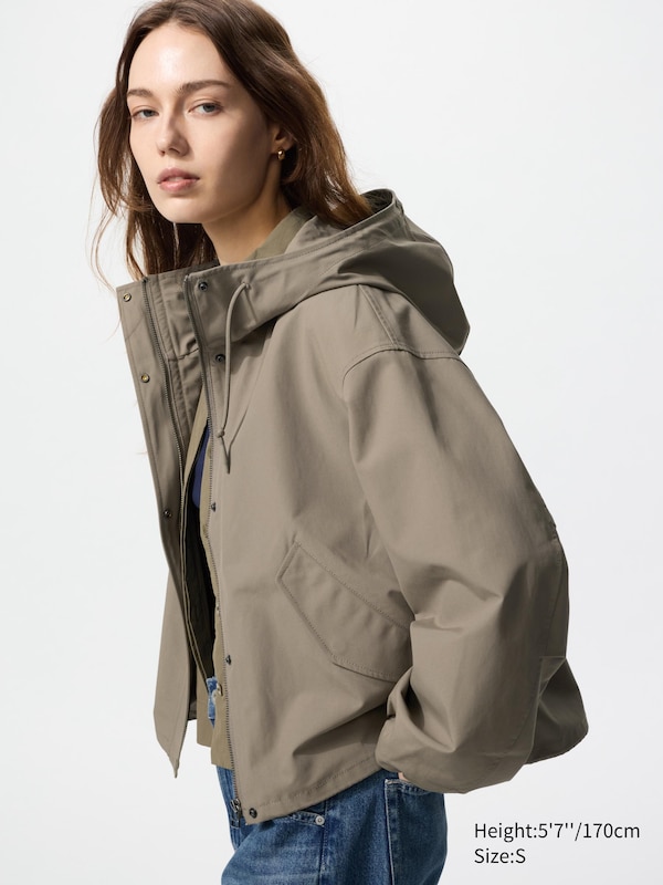 Cotton Blend Short Parka