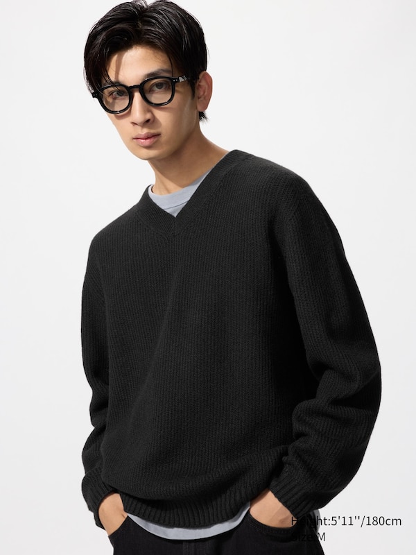 3D Souffle Yarn V-Neck Sweater