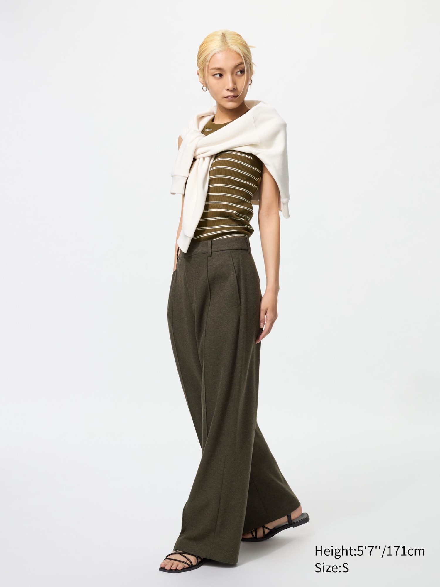【U LAN】Point lettering brushed wide pants Brushed Jersey Pants | UNIQLO US