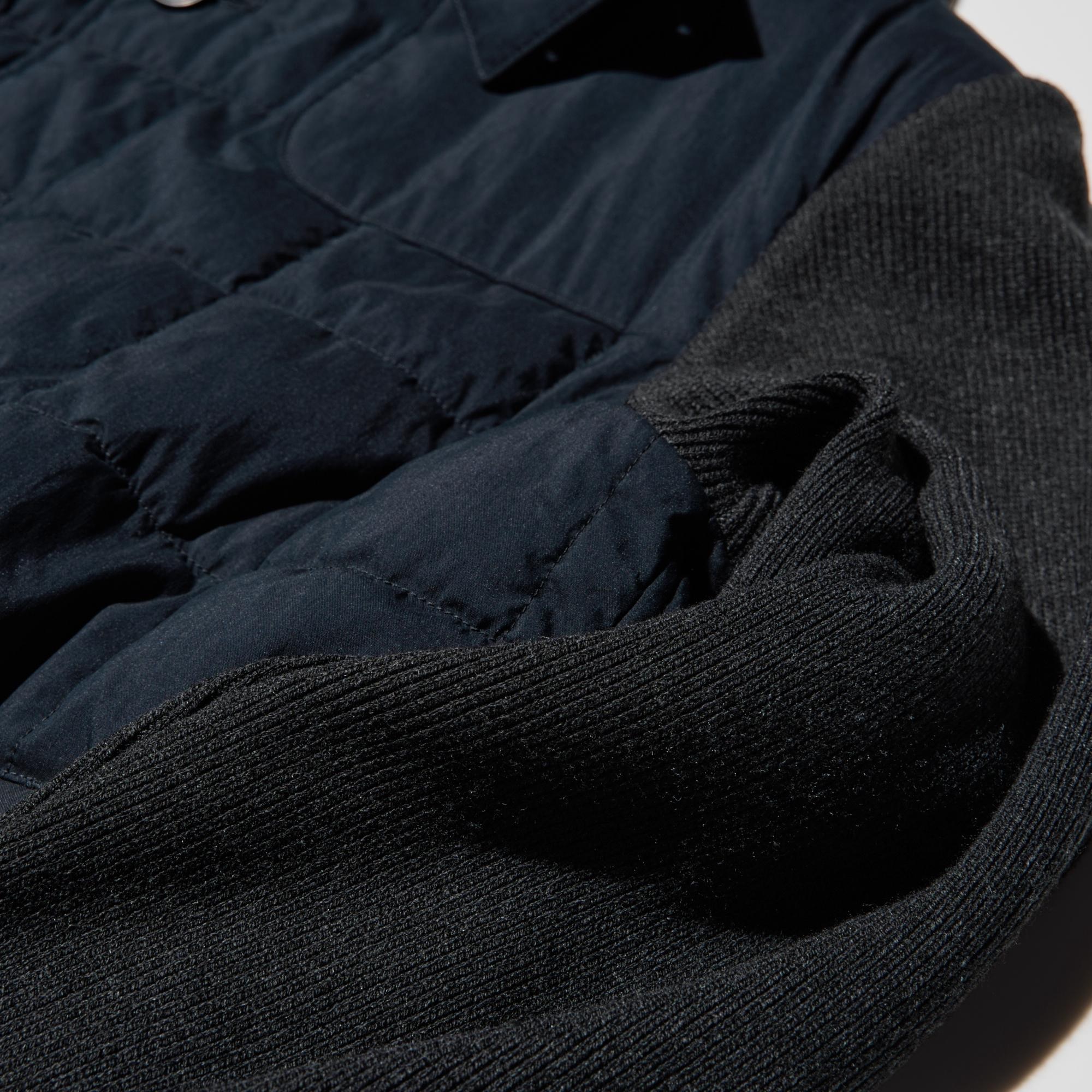The perfect amount of padding for wearing as a middle layer. A combination jacket with contrasting jersey fabric at the sleeves.