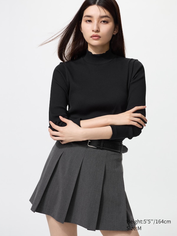Ribbed High Neck T-Shirt
