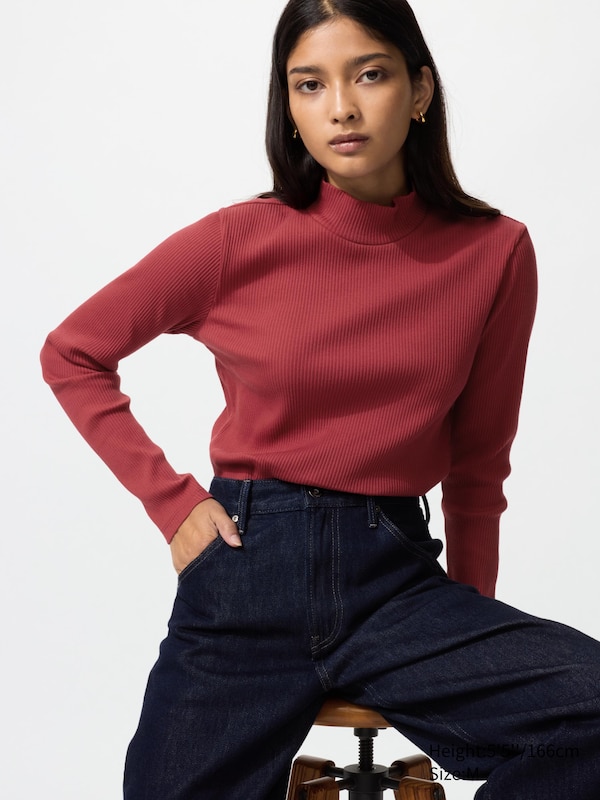 Ribbed High Neck T-Shirt